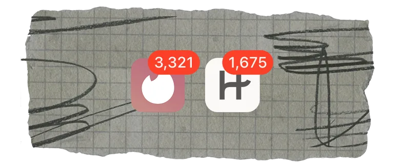 Tinder and Hinge with thousands of unread notifications